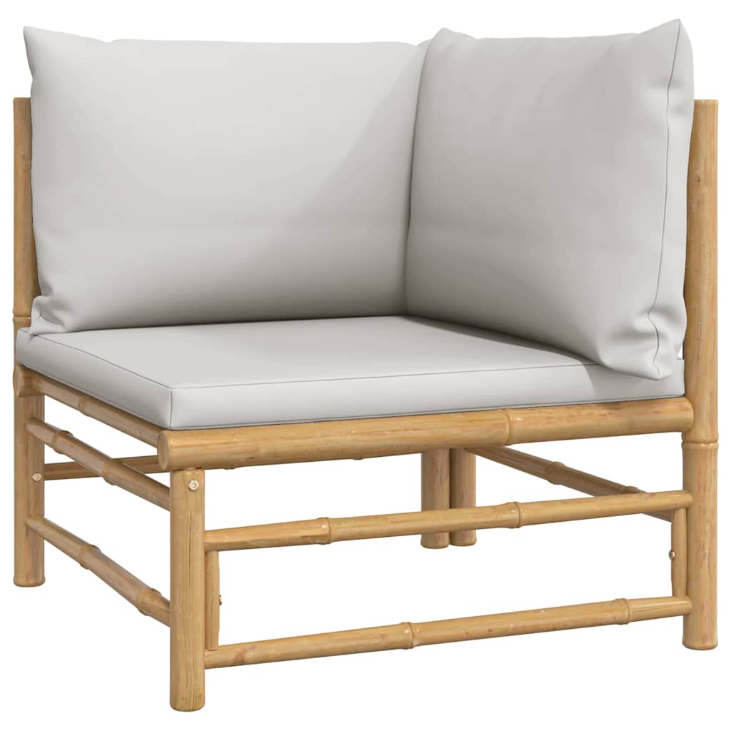 Garden Corner Sofa Light gray Bamboo Medium Modular Corner Sofa