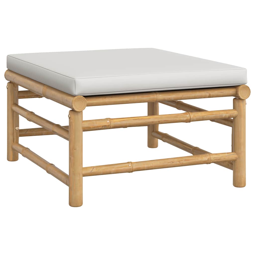 Garden Footstool Light Gray Bamboo Medium Modular
