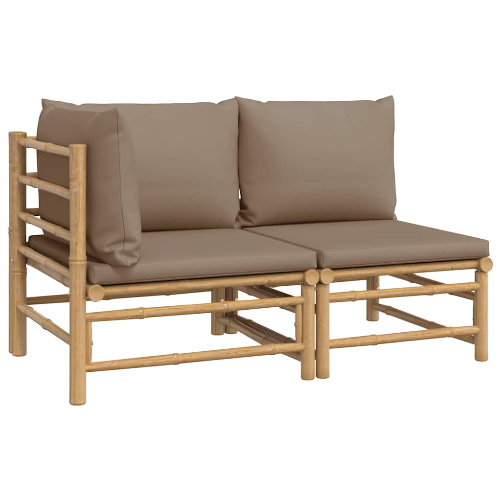 Garden Lounge Set Taupe, Natural Bamboo
