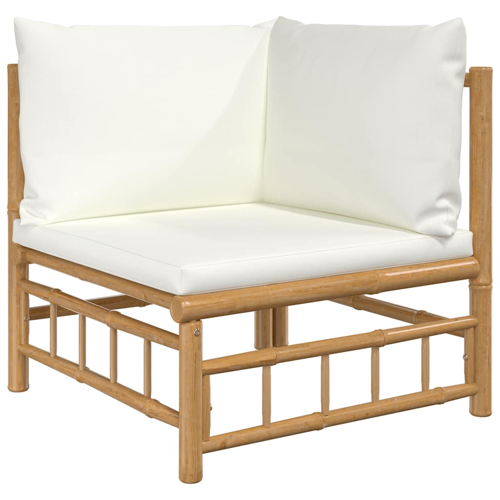 Garden Corner Sofa Cream White Bamboo 1-2 Seater Modular