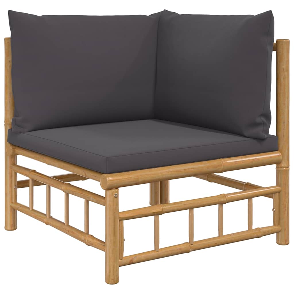Garden Corner Sofa Dark Grey Bamboo Medium Modular