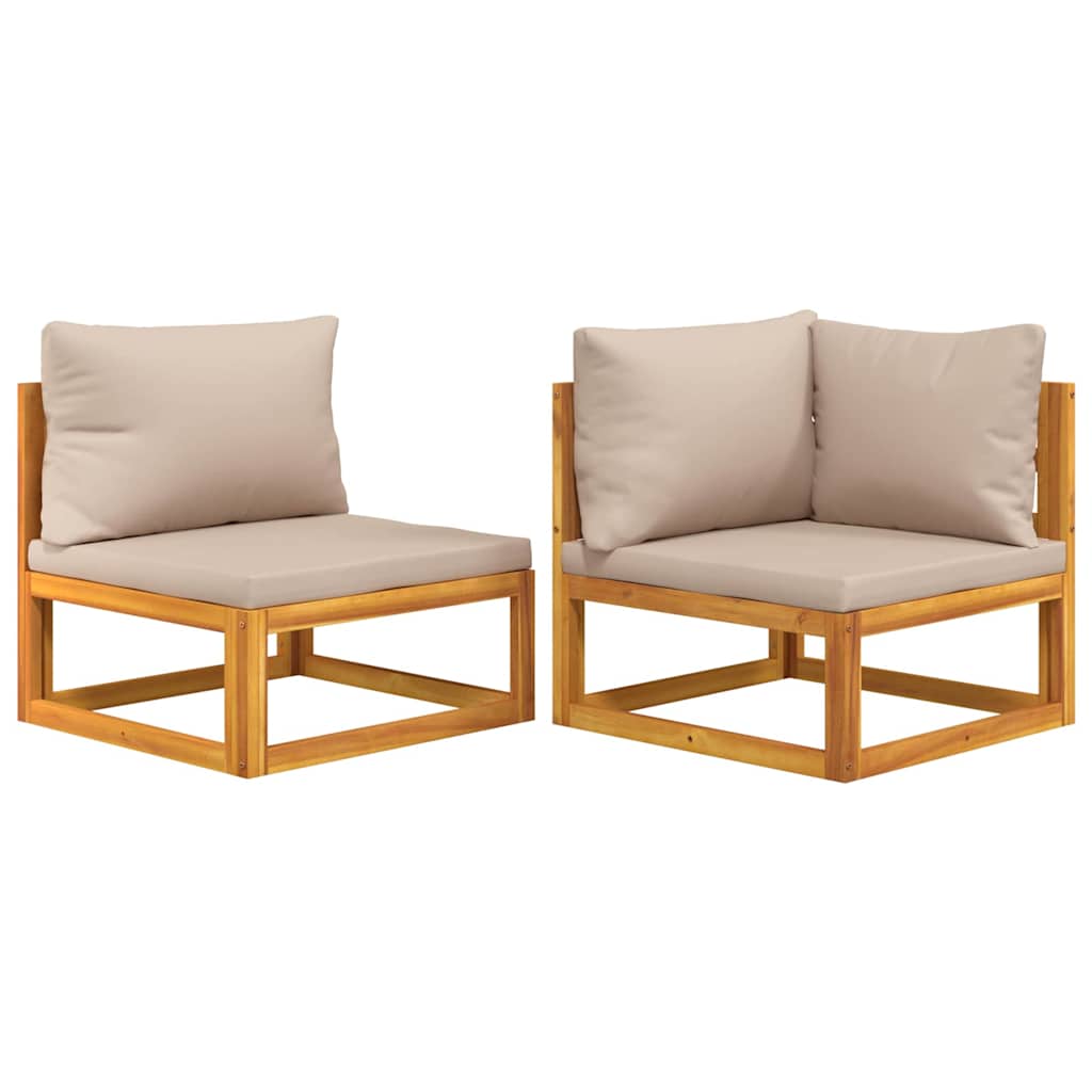 Garden Sofa Set Taupe Solid acacia wood Standard Modular