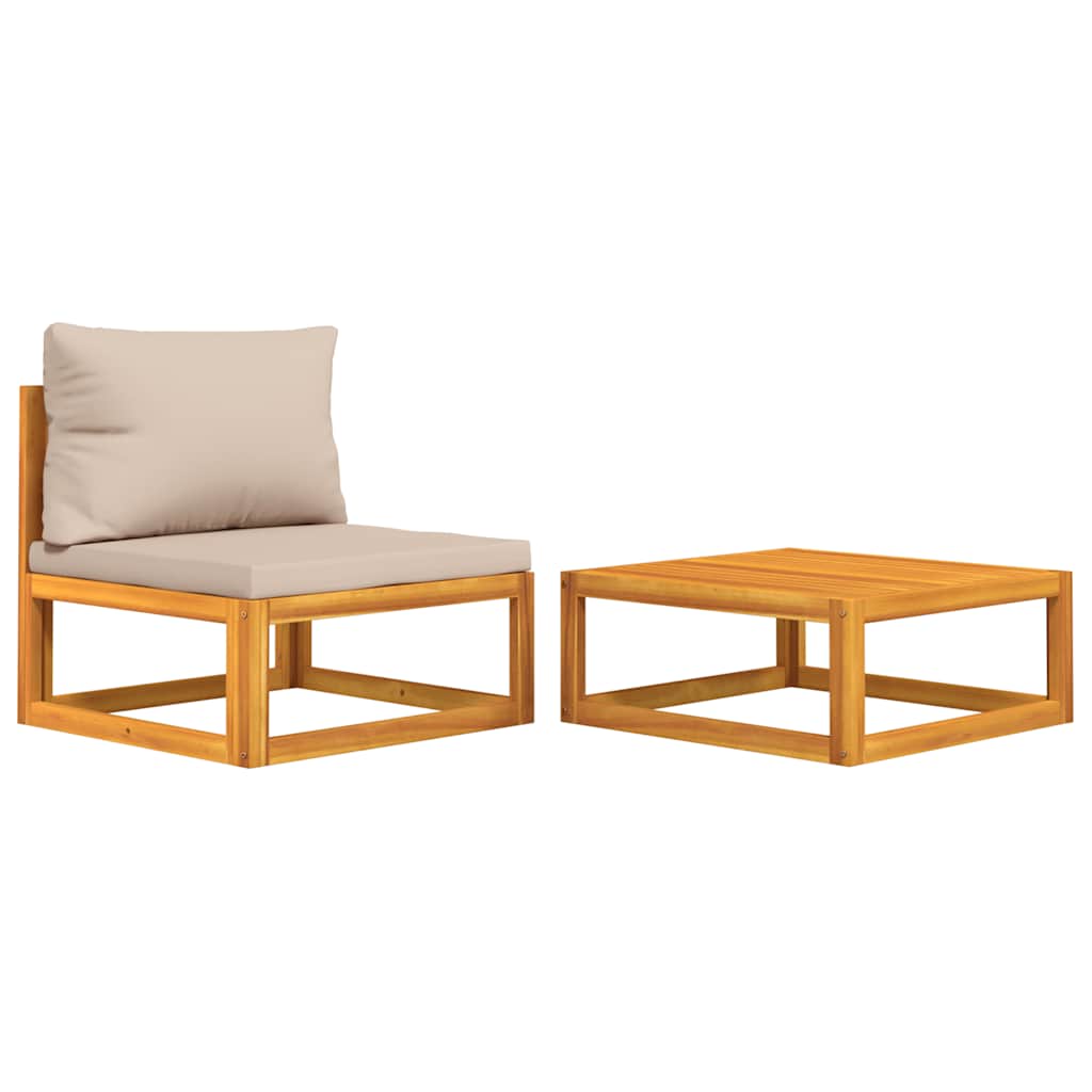 Garden Sofa Set Taupe Solid Acacia Wood Medium Modular