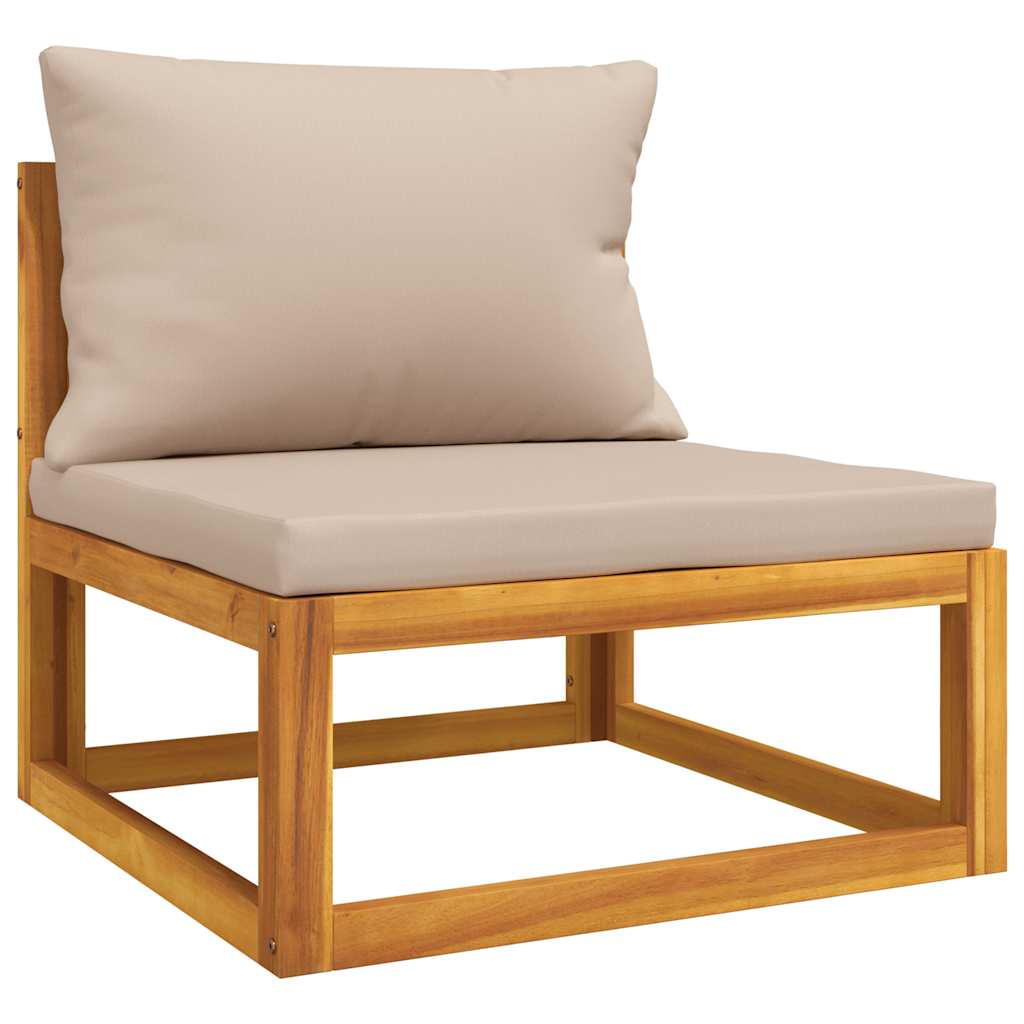 Middle Sofa Taupe Solid acacia wood Standard Modular