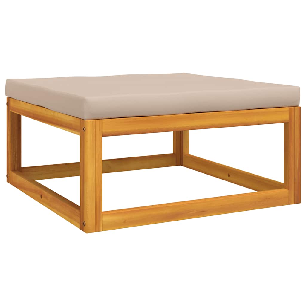 Garden Footrest Taupe Solid acacia wood, 100% polyester Standard
