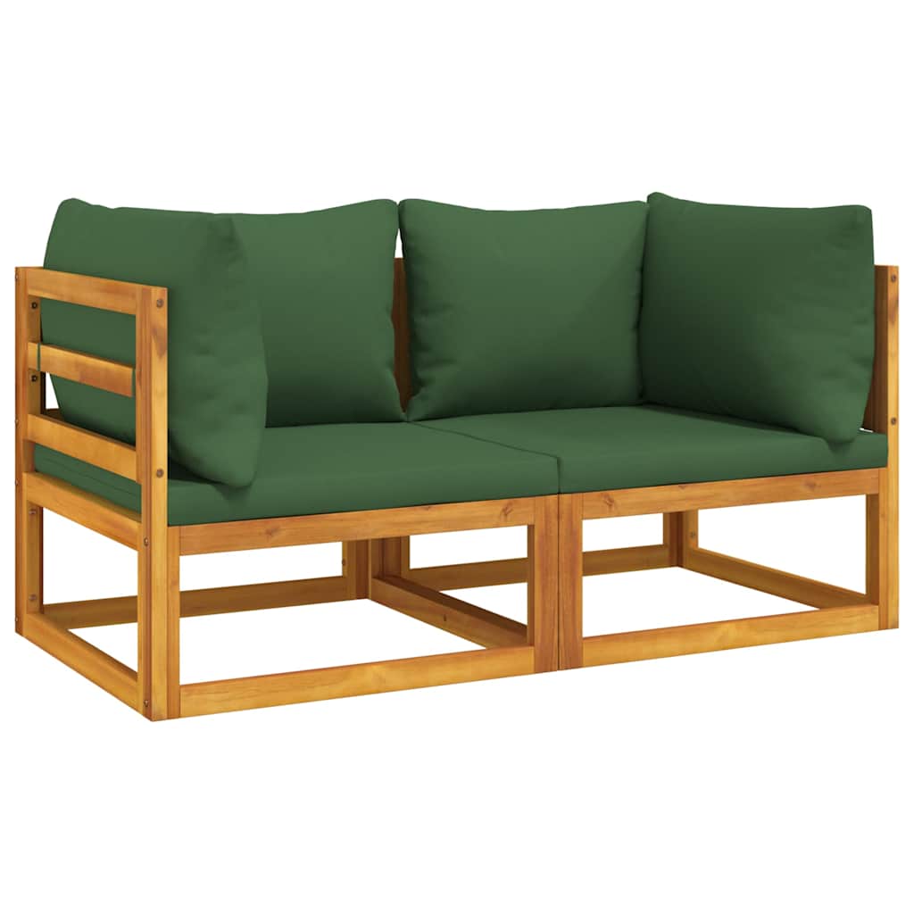 Corner Sofa Green cushions Solid acacia wood and polyester Standard