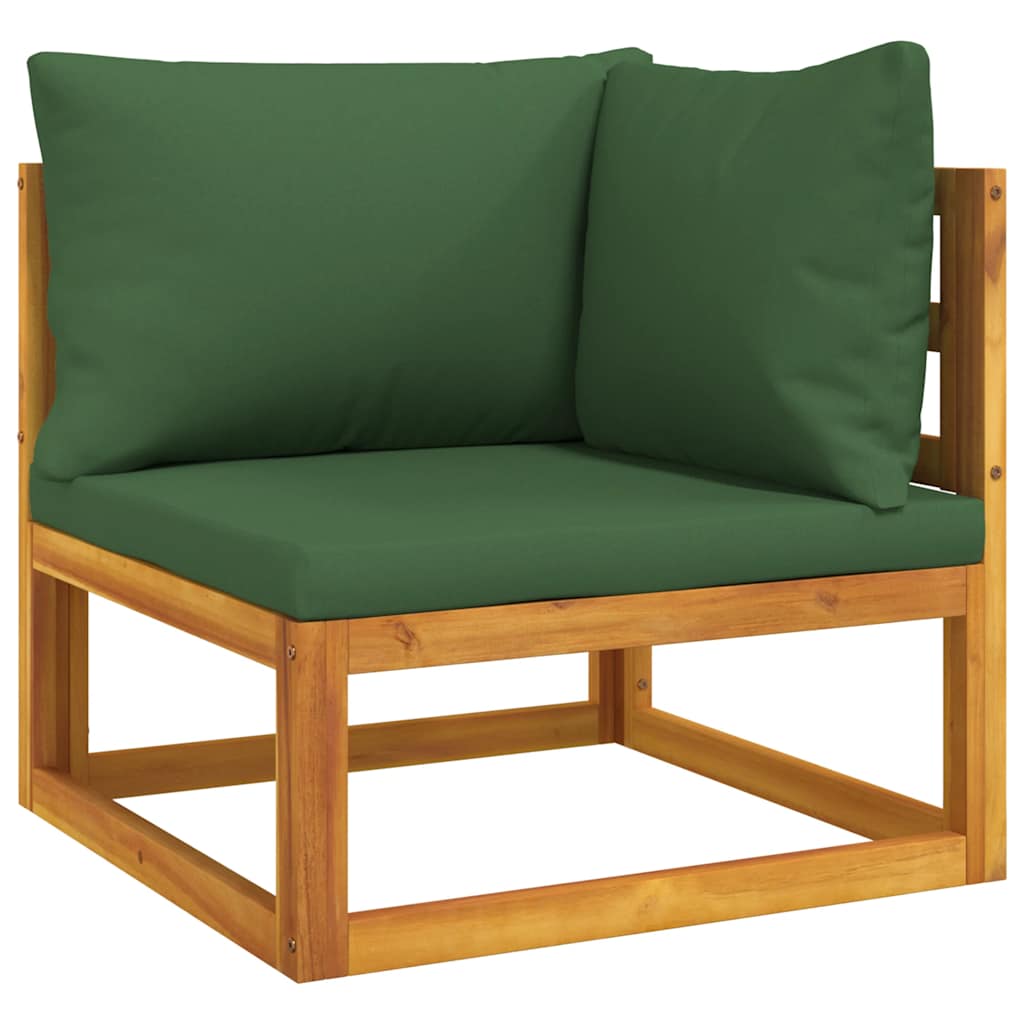 Corner Sofa Green Solid Acacia wood Medium Modular Corner Sofa