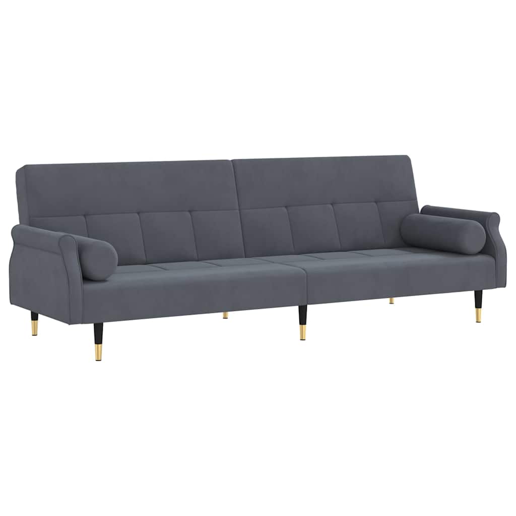 Sofa Bed Dark Grey Velvet, plywood, metal Large