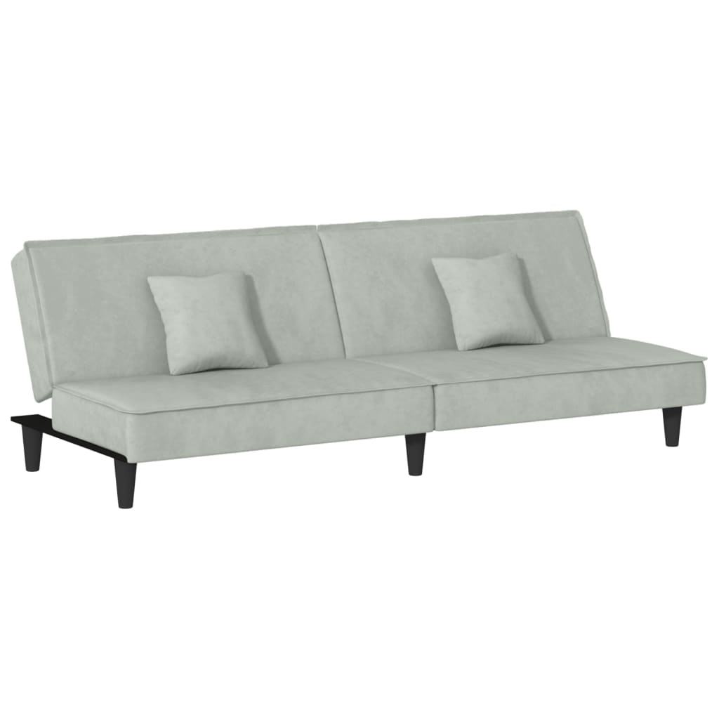 Sofa Bed Light Grey Velvet (100% polyester), plywood