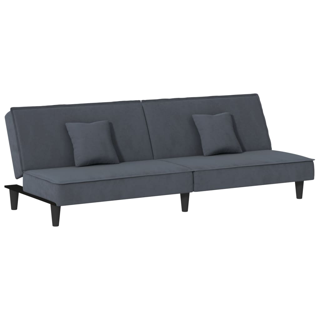 Sofa Bed Dark Grey Velvet (100% polyester), Plywood Standard
