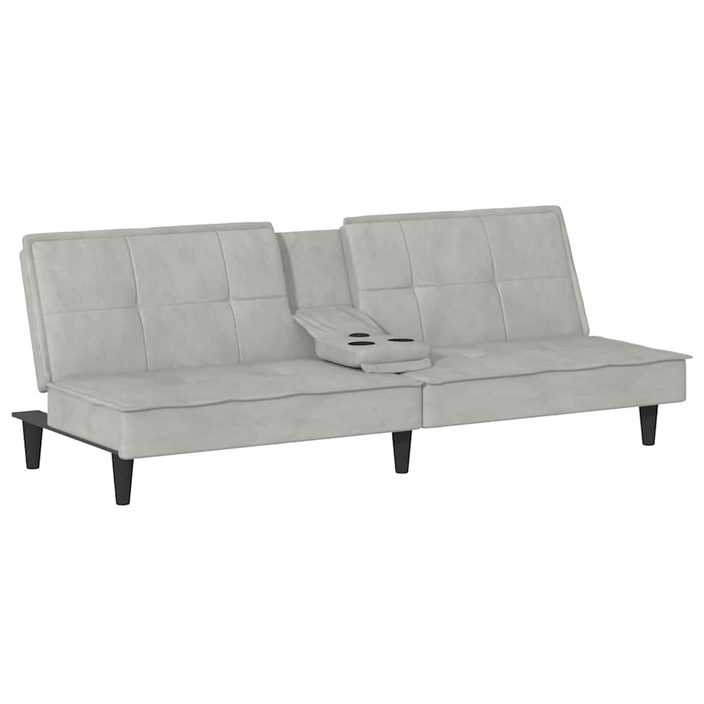Sofa Bed Light Gray Velvet (100% polyester), Plywood, Plastic Large