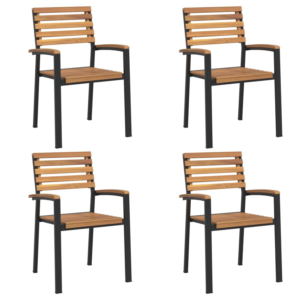 Stackable Garden Chair Set of 4 Brown, Black