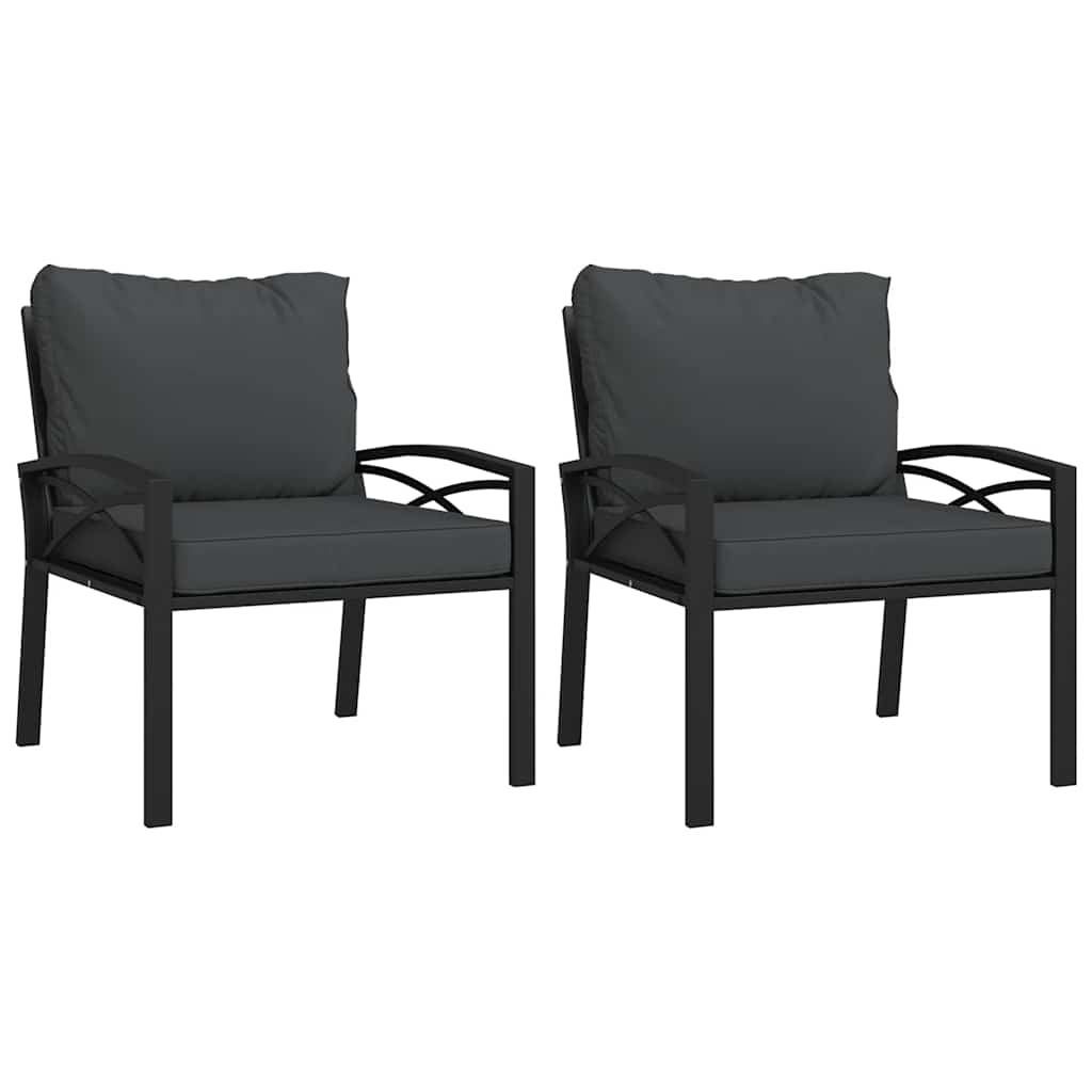 Garden Chair Set of 2 Black and Grey