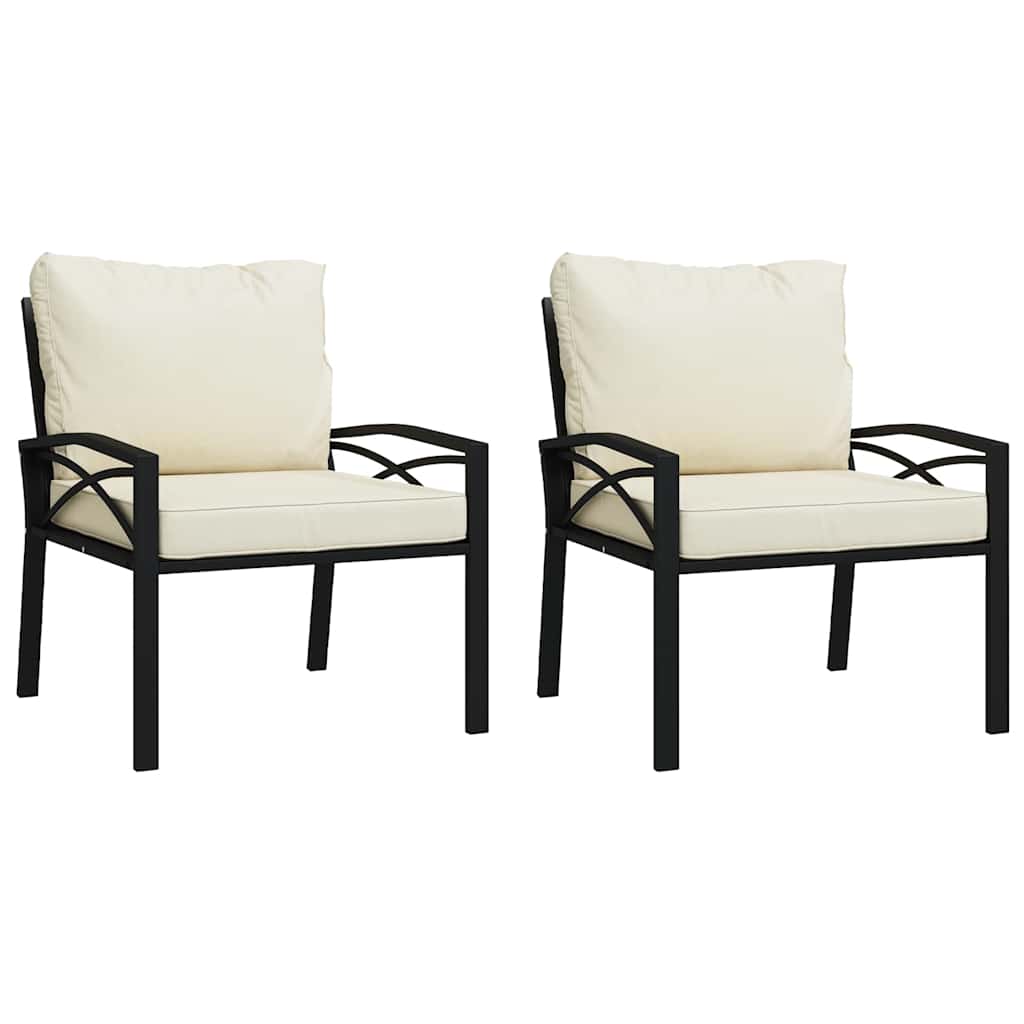 Patio Chair Set of 2 Black and Sand Powder-coated Steel Single