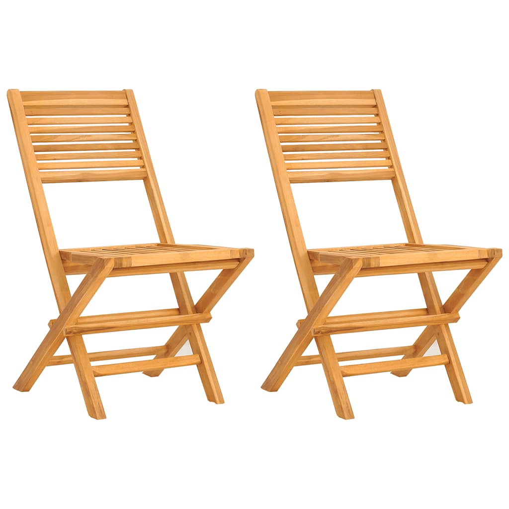 Folding Garden Chair Set of 2 Natural Wood Solid Teak Wood Medium