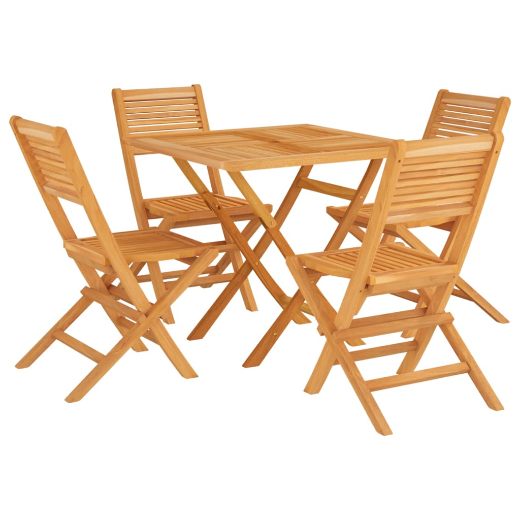 Garden Dining Set Natural Teak Solid Teak Wood Medium Foldable