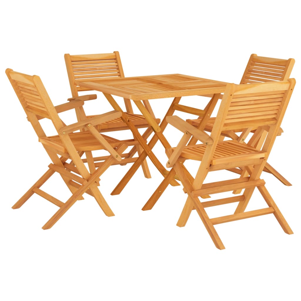 Garden Dining Set Natural Teak Solid Teak Wood Medium Foldable