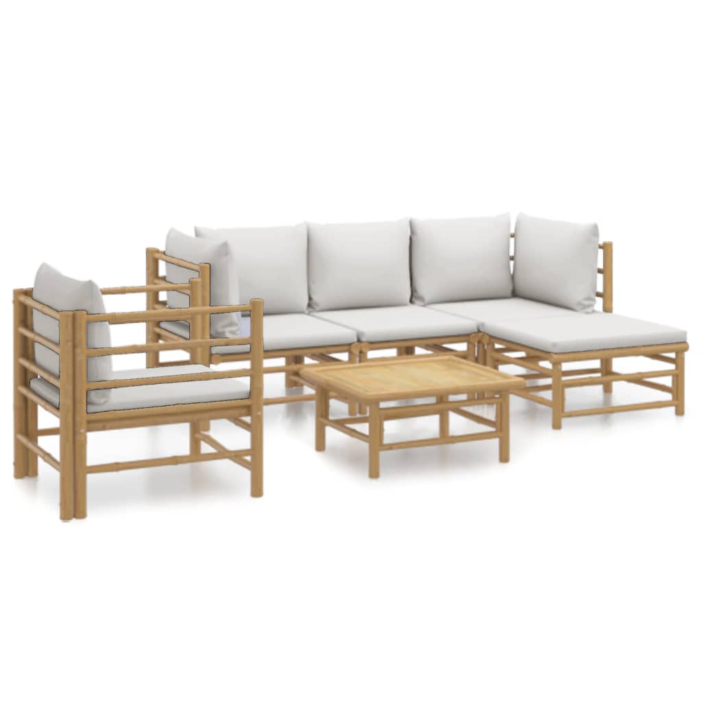 Garden Lounge Set Light Grey Bamboo Medium Modular