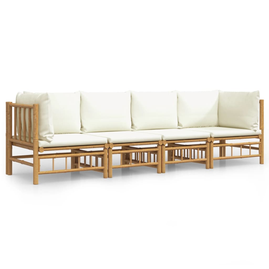 Garden Lounge Set Cream White Bamboo Medium Modular
