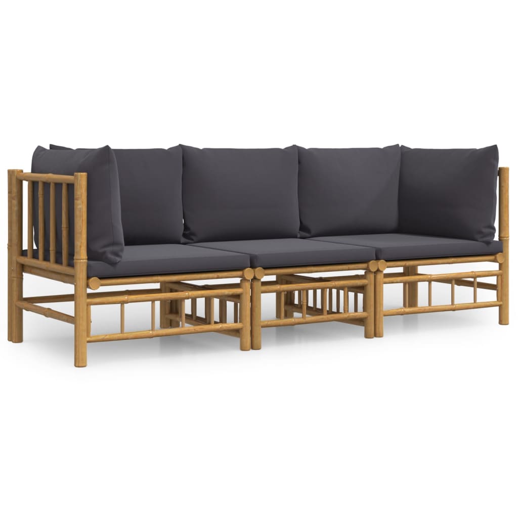 Garden Lounge Set Dark Grey Bamboo Medium Modular