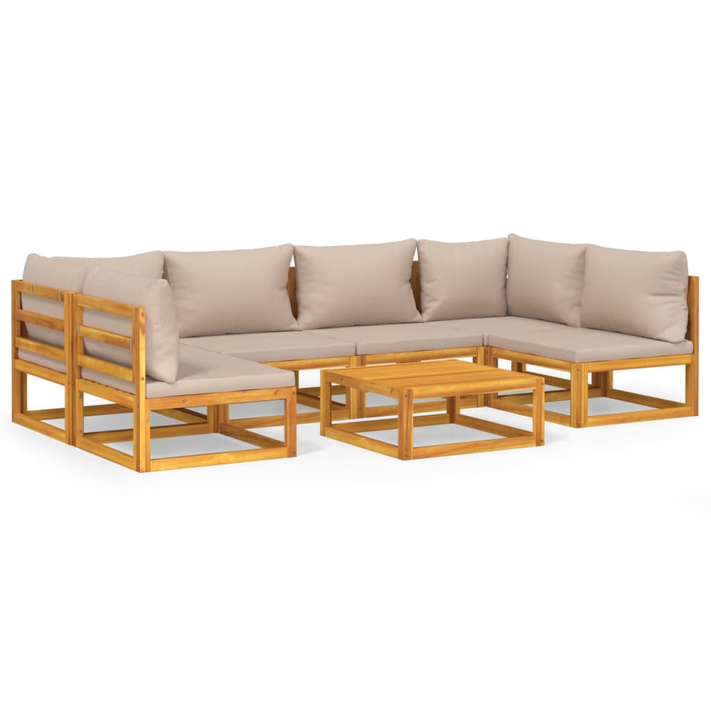 Garden Lounge Set Taupe Solid Acacia wood, 100% polyester Large