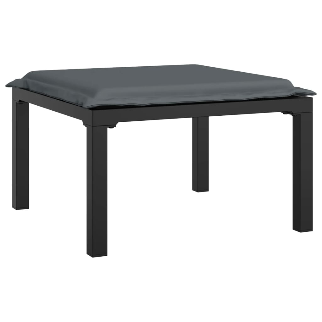 Garden Footstool Black and Gray PE rattan Medium Modular