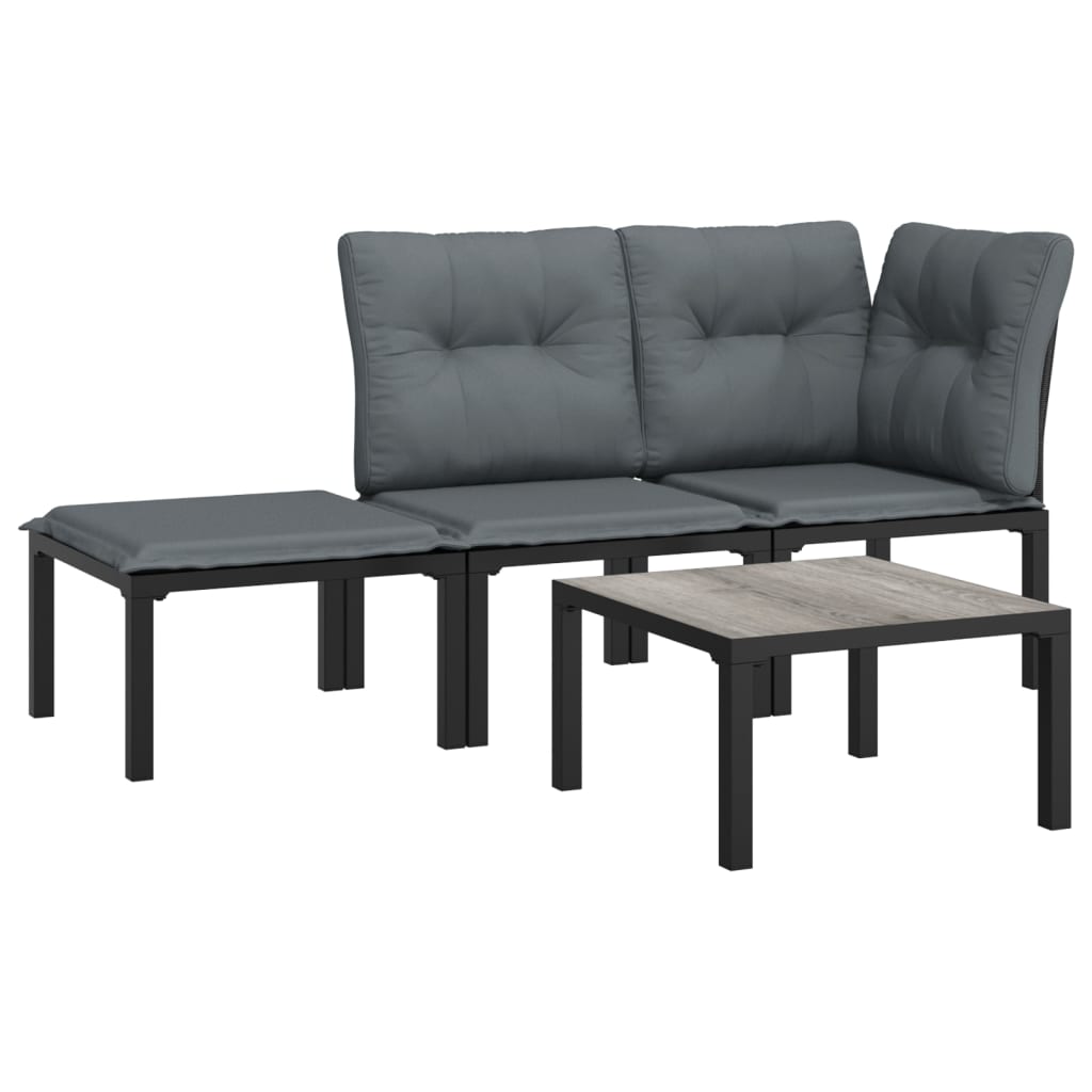 Patio Lounge Set Black and Grey