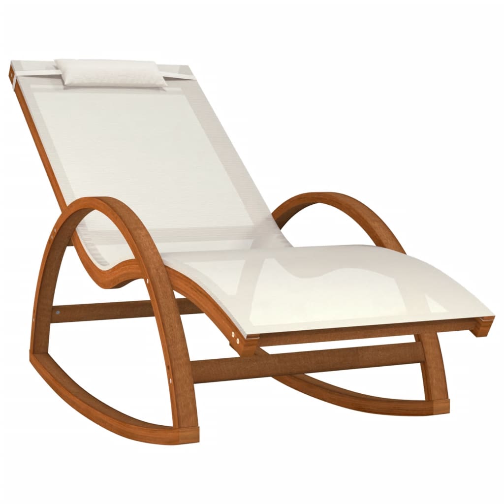 Rocking Chair White Textilene, solid poplar wood, 100% polyester