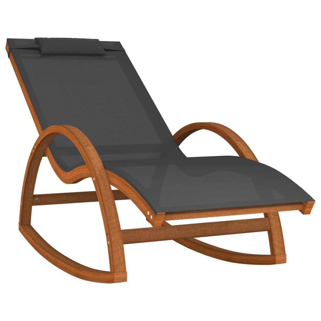 Rocking Chair Grey Textilene, Solid Poplar Wood Standard