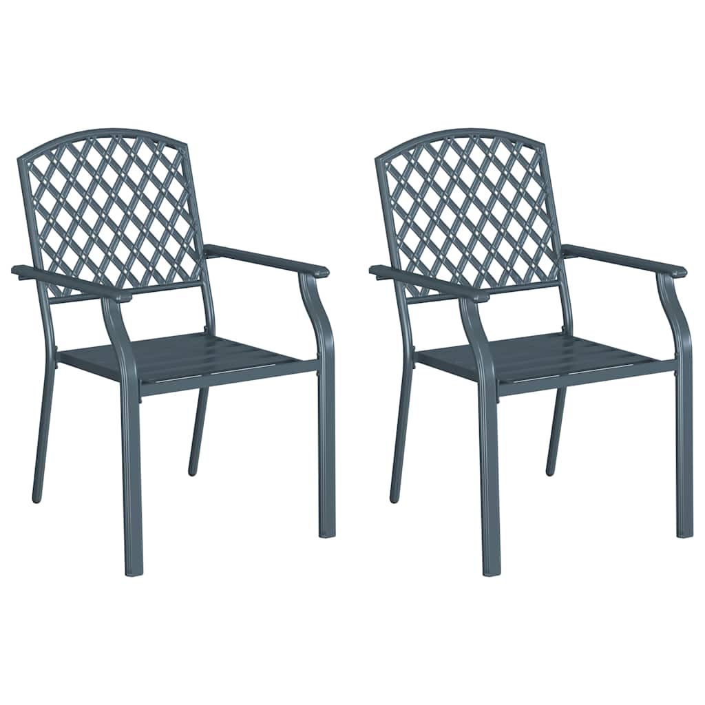 Garden Chair 2 pcs Anthracite 22.05 x 25.59 x 35.04 in Steel