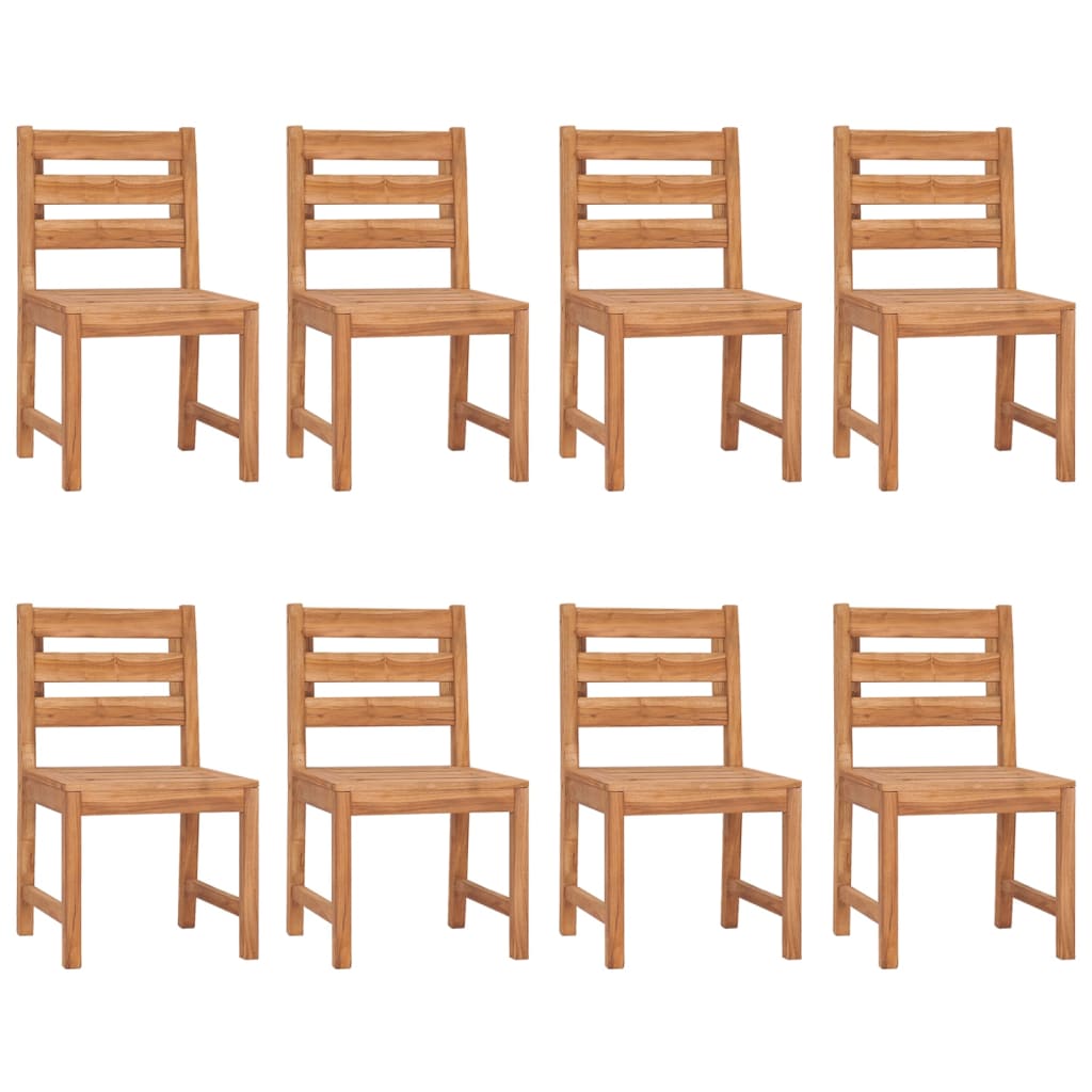 Garden Chair Set of 8 Warm Teak Solid Teak Wood Standard Size