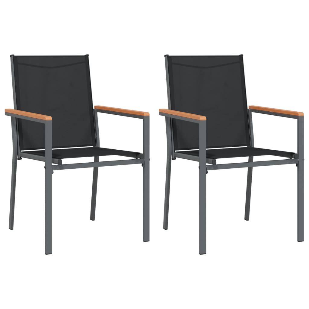 Garden Chair Set of 2 Black Textilene, powder-coated steel Medium