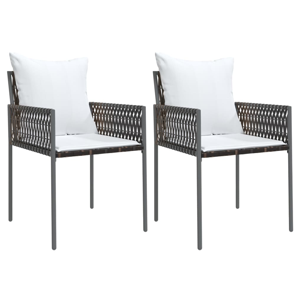 Garden Chair Set of 2 Brown Poly Rattan Standard Durable
