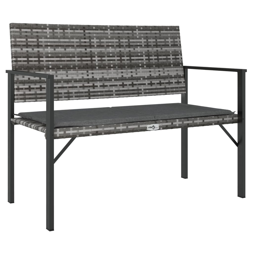 Garden Bench Grey PE Rattan 2-Seater Durable Garden Bench