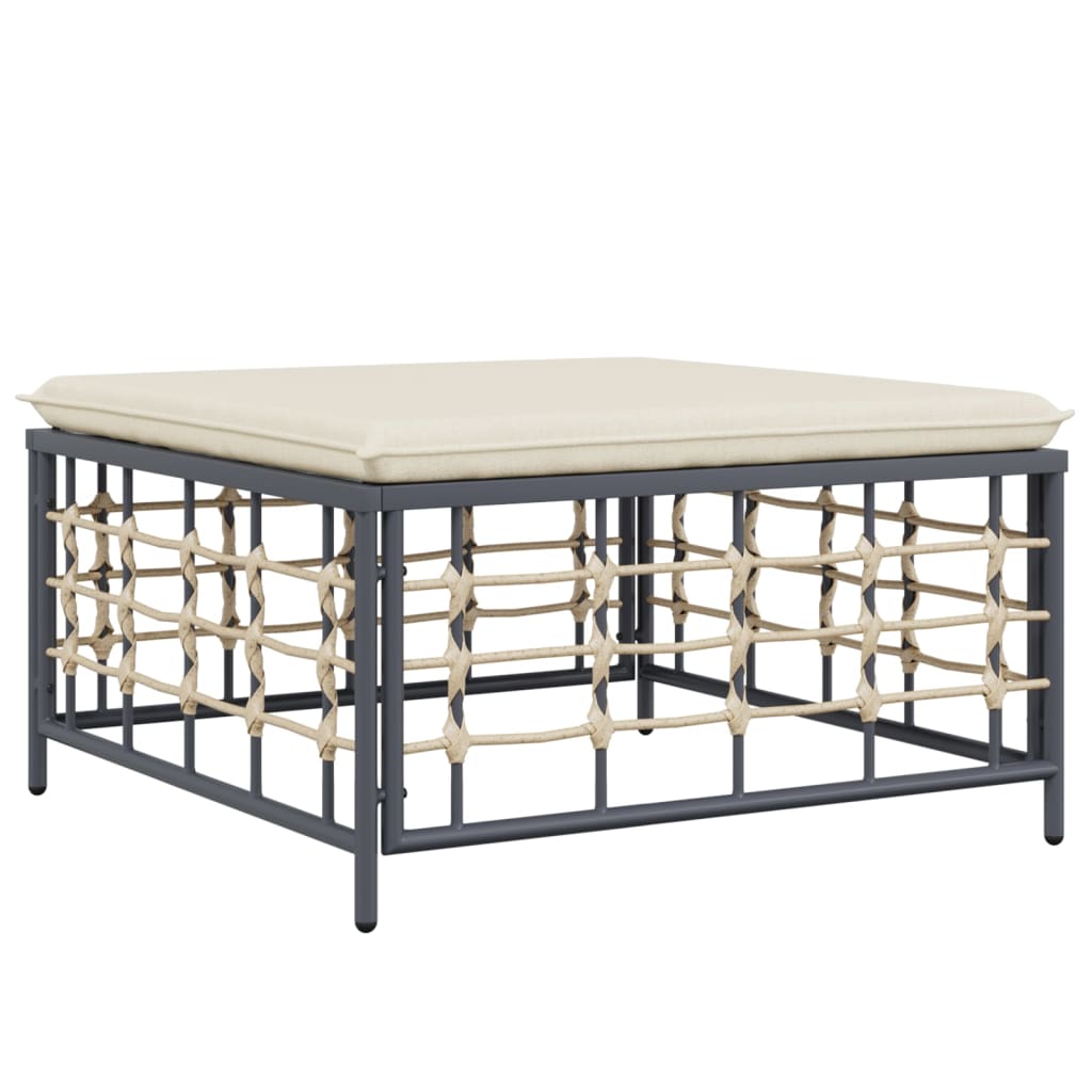 Garden Footstool Anthracite Poly Rattan Medium Modular