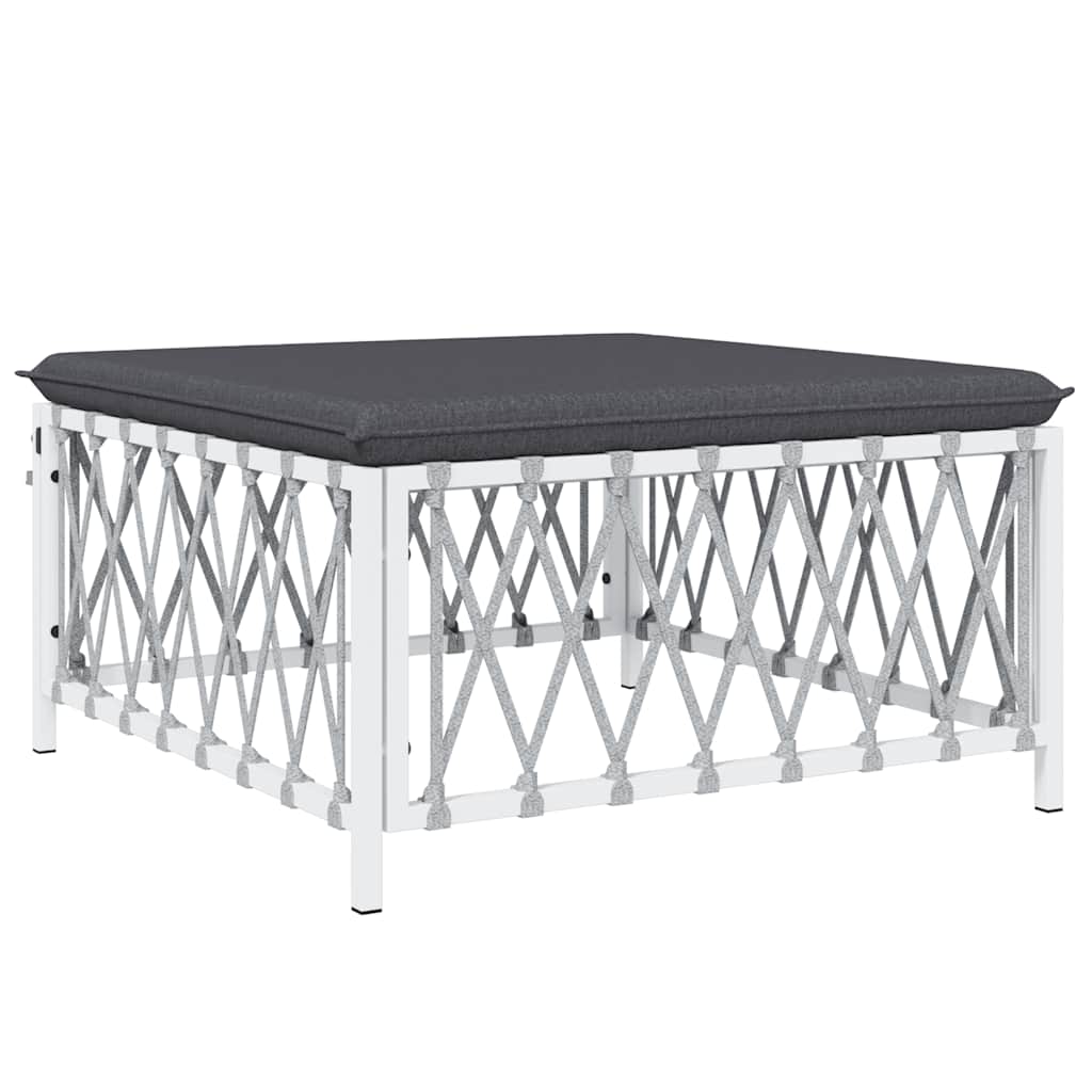 Garden Footstool White Woven fabric, powder-coated steel, textilene