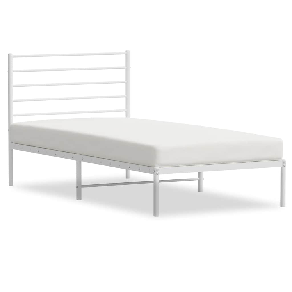 Bed Frame White Steel Twin Bed Frame Rectangular Traditional