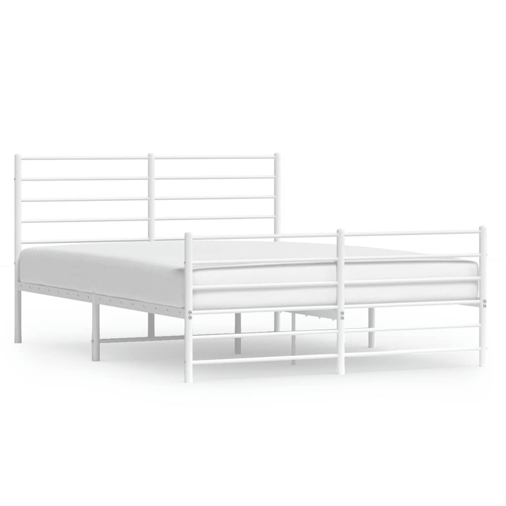 Bed Frame White Powder-coated Steel King Size Bed Frame
