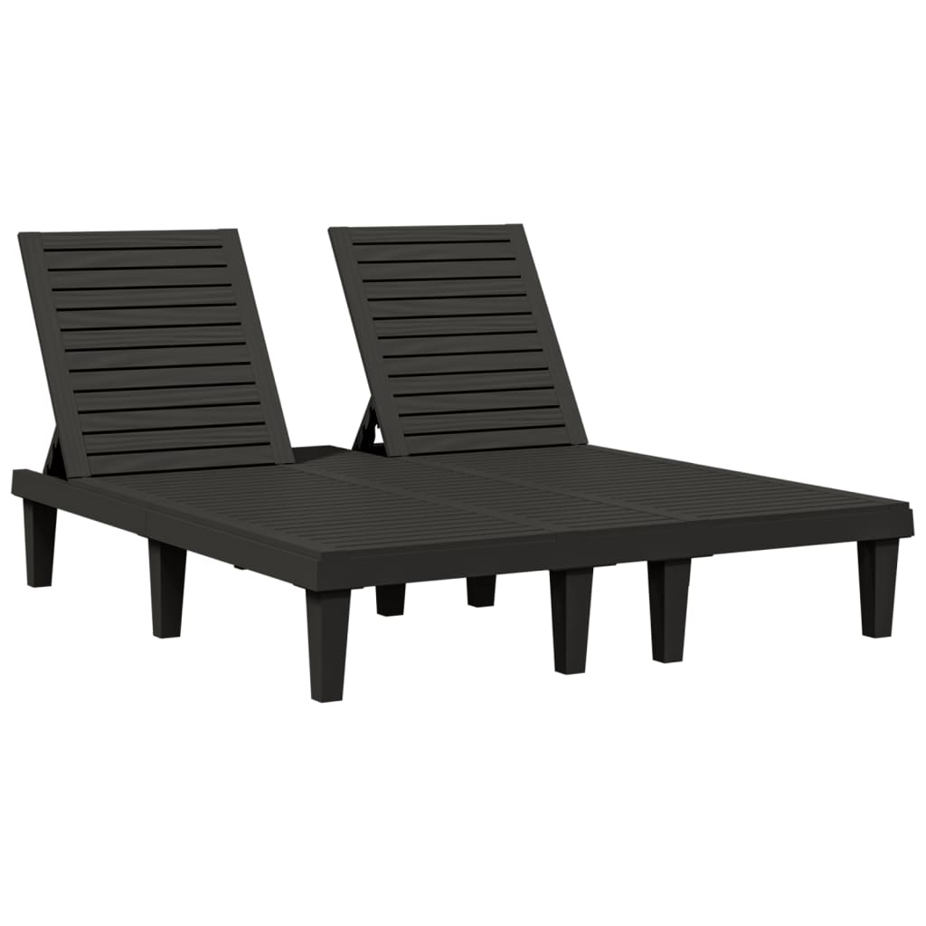 Sun Lounger Black Polypropylene Double Multi-Position Backrest