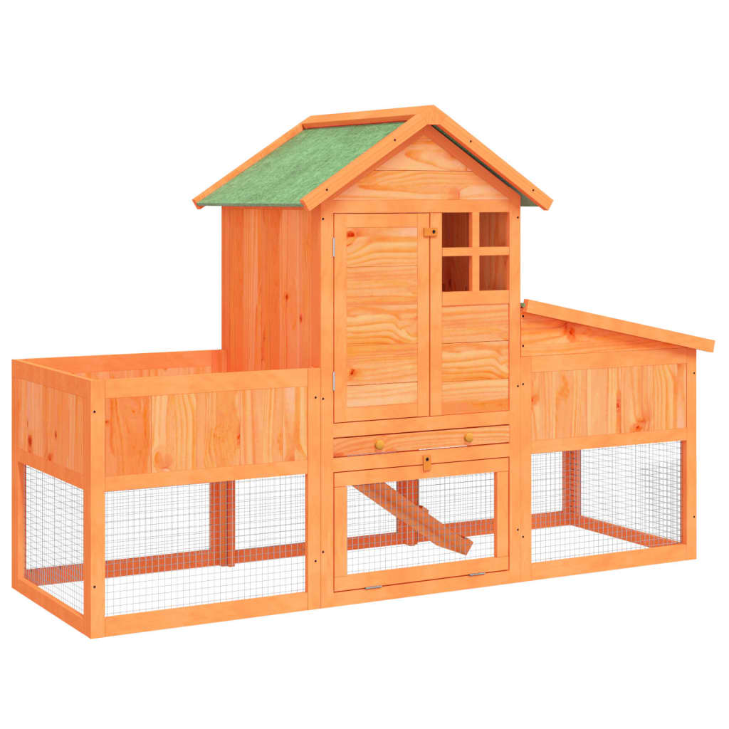 Rabbit Hutch Brown Solid pine wood Large Rabbit Hutch