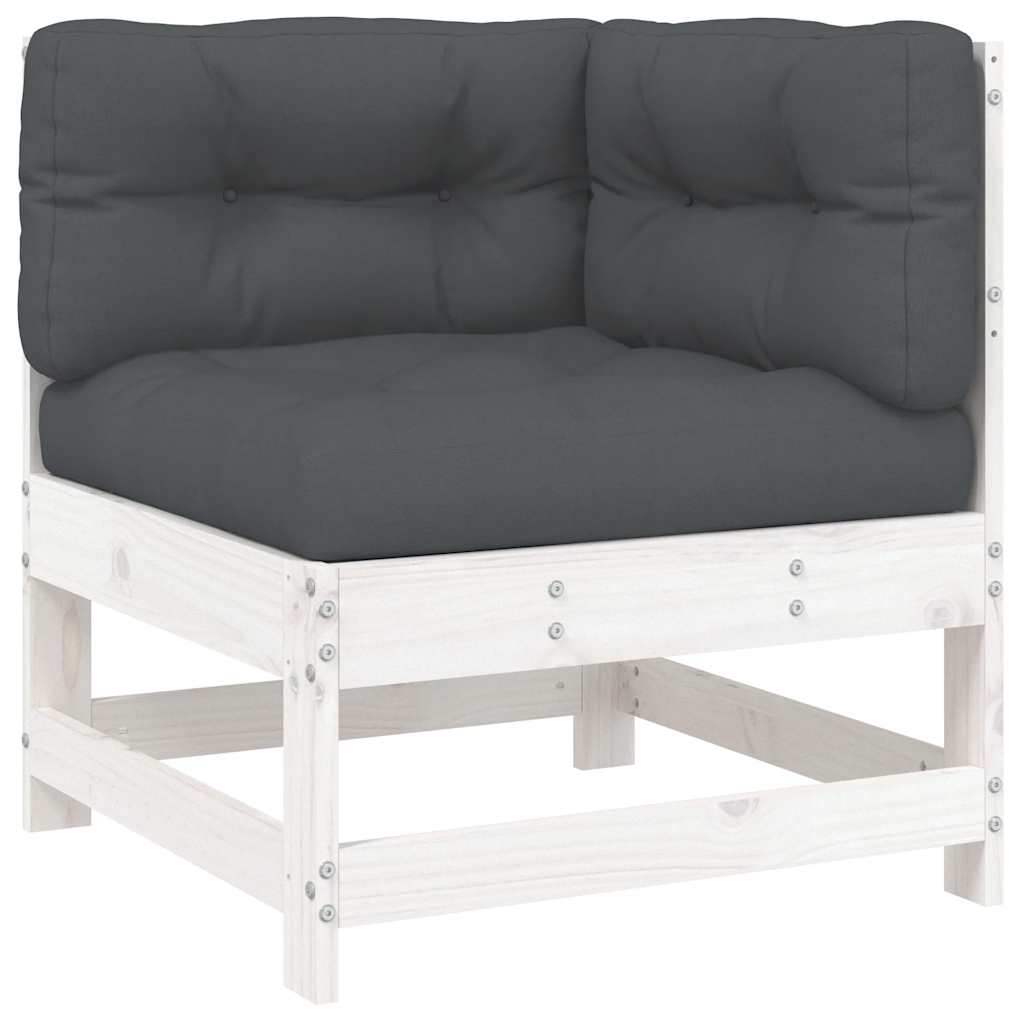 Corner Sofa White and Anthracite Solid pine wood and oxford fabric