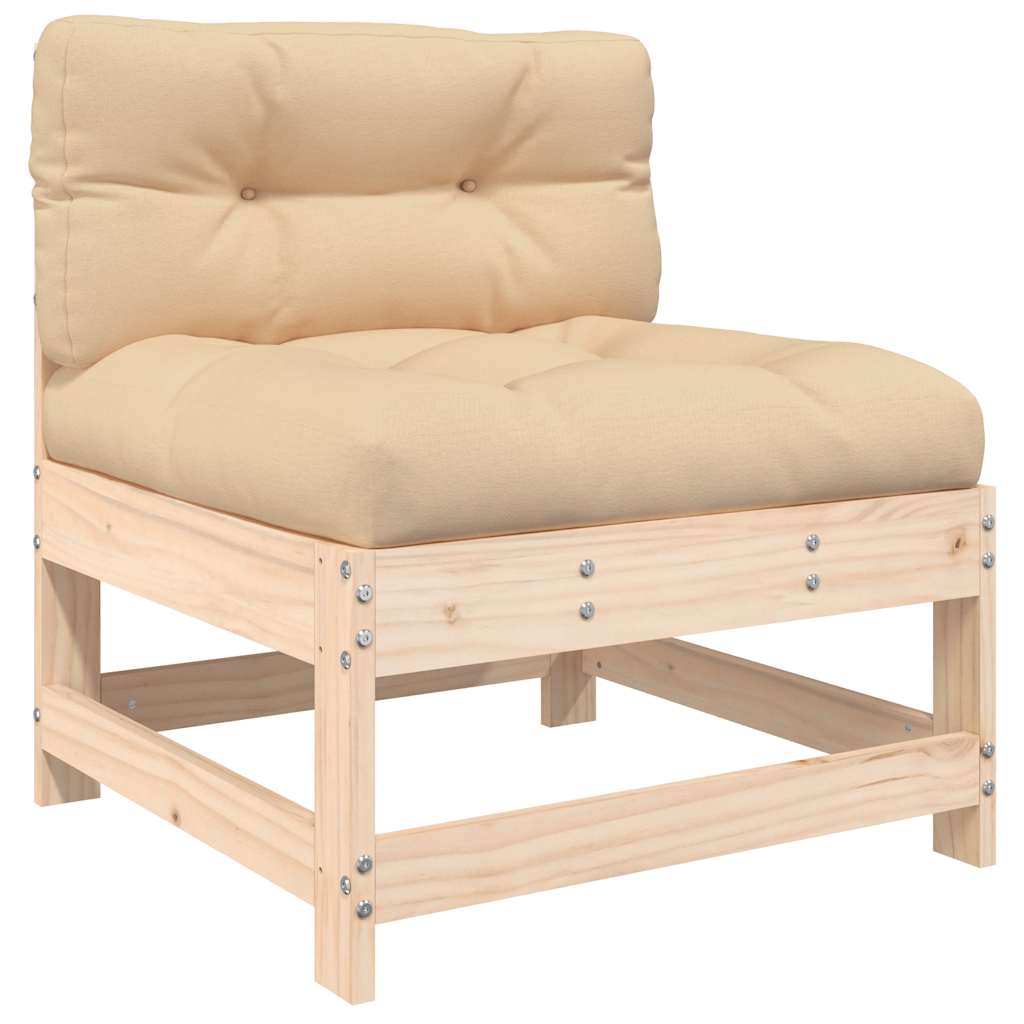 Middle Sofa Beige Solid pinewood Modular Middle Sofa Square