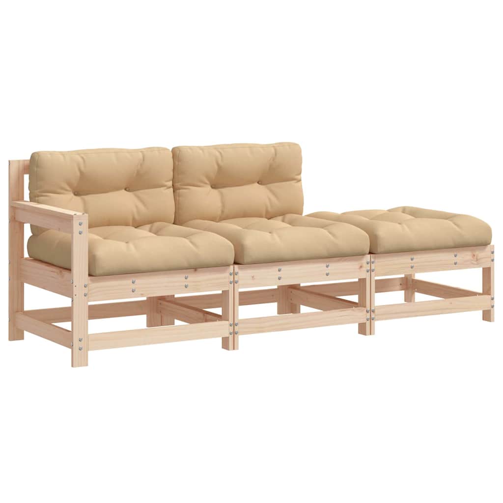 Garden Lounge Set Natural wood, Beige Solid Pine wood, Plywood