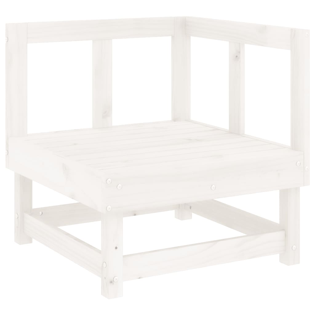 Garden Corner Sofa White Solid Pine Wood Large Modular