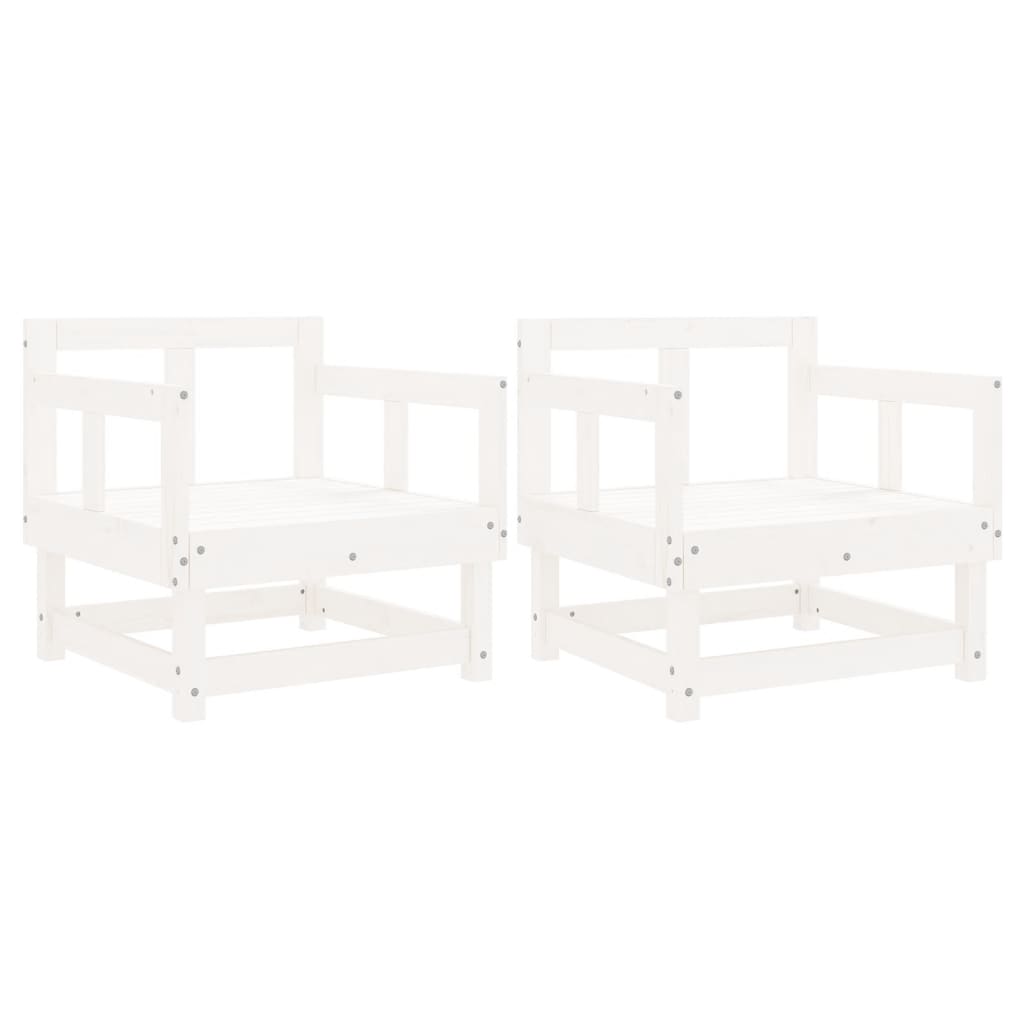 Garden Chair White Solid pine wood Medium Modular Garden Chair