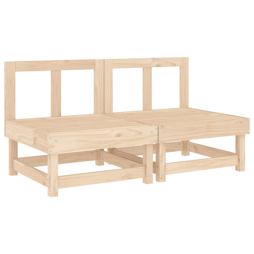 Garden Middle Sofa Natural Pine Solid Pine Wood Medium Modular