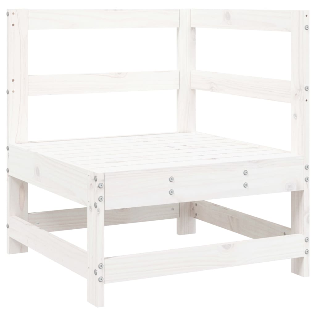 Garden Corner Sofa White Solid pinewood, Plywood Medium Modular