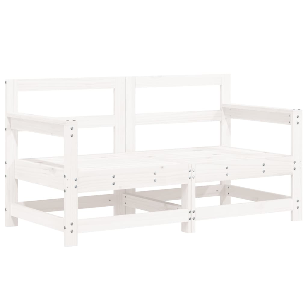 Garden Corner Sofa White Solid pine wood, Plywood