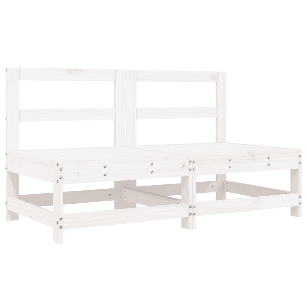 Garden Middle Sofa White Solid pine wood Medium Modular