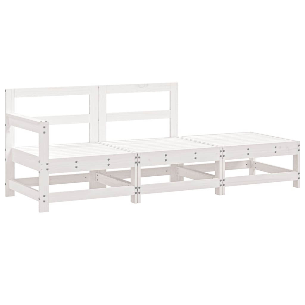Garden Lounge Set White Solid pine wood, Plywood Large Modular